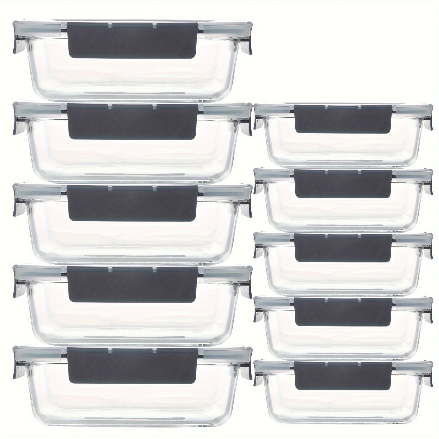 Rynx | 10-Pack Glass Meal Prep Containers Set with Airtight Lids – Durable Food Storage & Glass Lunch Boxes for Home, Kitchen, Office
