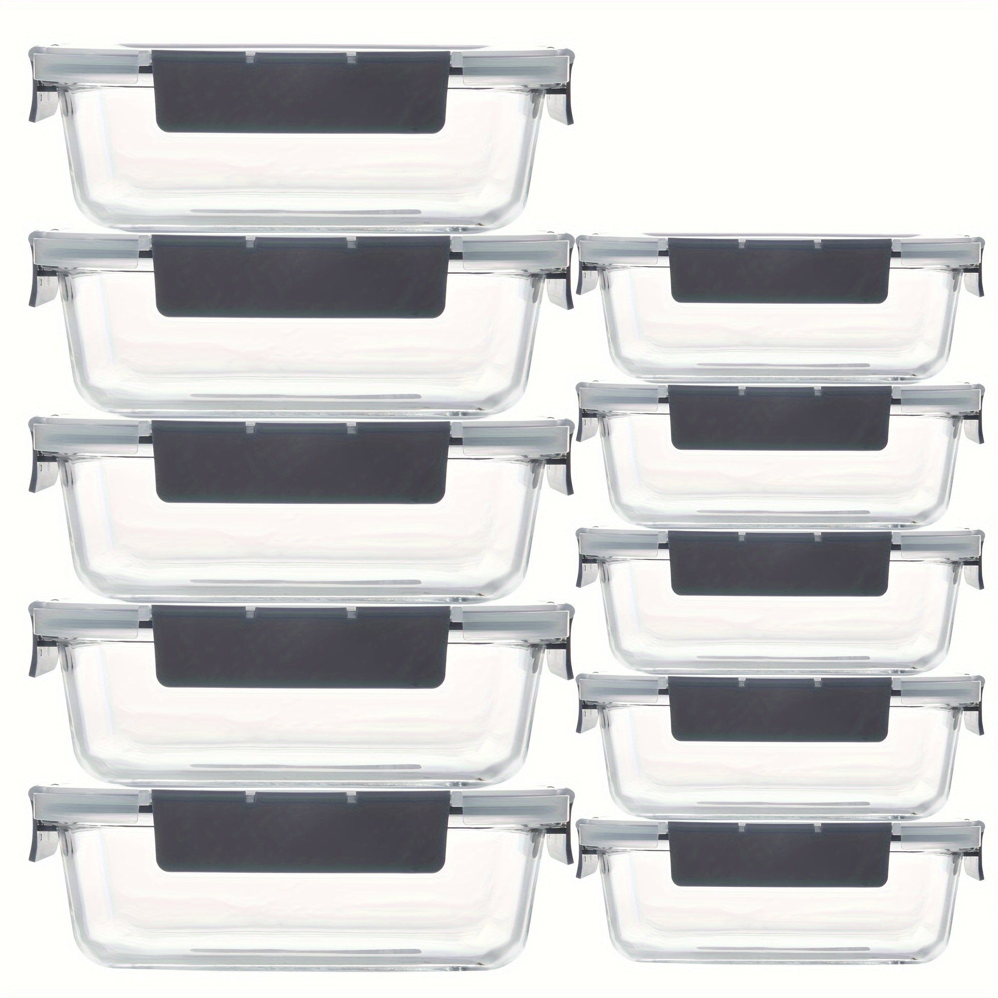 Rynx | 10-Pack Glass Meal Prep Containers Set with Airtight Lids – Durable Food Storage & Glass Lunch Boxes for Home, Kitchen, Office