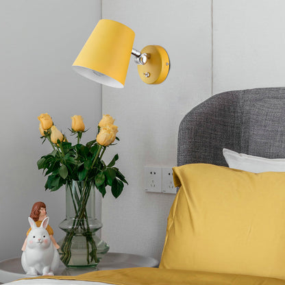 Rynx | Conical Wall Lamp Macaron Metallic 1 Light Pink/Yellow/Blue Wall Light for Balcony, 5" B