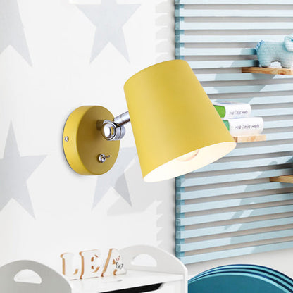 Rynx | Conical Wall Lamp Macaron Metallic 1 Light Pink/Yellow/Blue Wall Light for Balcony, 5" B