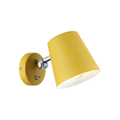 Rynx | Conical Wall Lamp Macaron Metallic 1 Light Pink/Yellow/Blue Wall Light for Balcony, 5" B