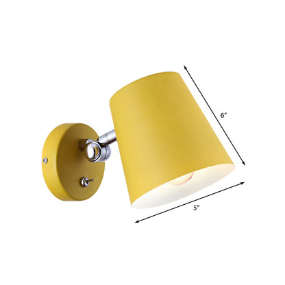 Rynx | Conical Wall Lamp Macaron Metallic 1 Light Pink/Yellow/Blue Wall Light for Balcony, 5" B