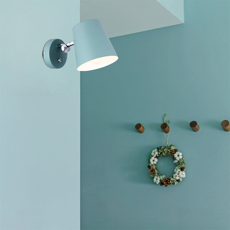 Rynx | Conical Wall Lamp Macaron Metallic 1 Light Pink/Yellow/Blue Wall Light for Balcony, 5" B