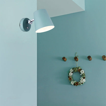 Rynx | Conical Wall Lamp Macaron Metallic 1 Light Pink/Yellow/Blue Wall Light for Balcony, 5" B
