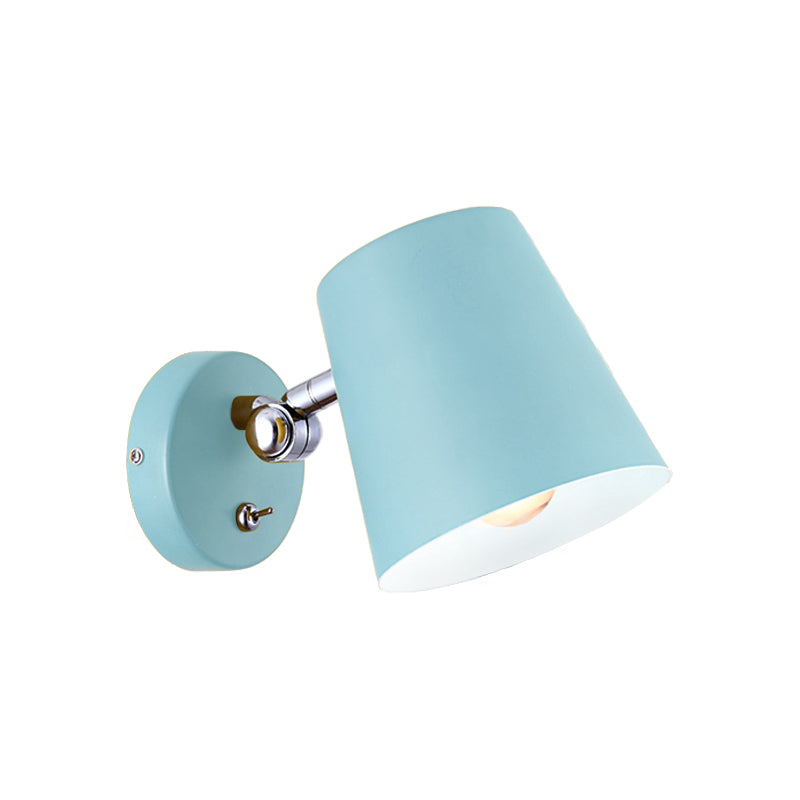 Rynx | Conical Wall Lamp Macaron Metallic 1 Light Pink/Yellow/Blue Wall Light for Balcony, 5" B
