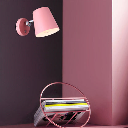 Rynx | Conical Wall Lamp Macaron Metallic 1 Light Pink/Yellow/Blue Wall Light for Balcony, 5" B