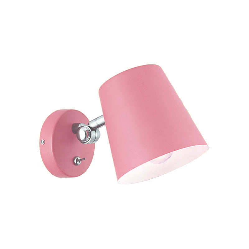 Rynx | Conical Wall Lamp Macaron Metallic 1 Light Pink/Yellow/Blue Wall Light for Balcony, 5" B