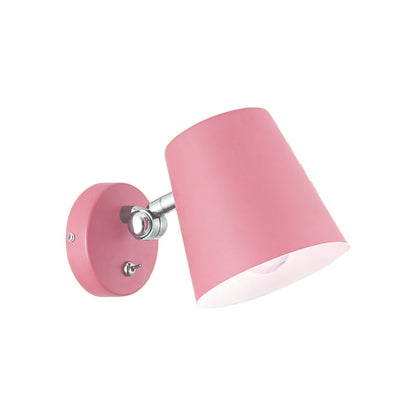 Rynx | Conical Wall Lamp Macaron Metallic 1 Light Pink/Yellow/Blue Wall Light for Balcony, 5" B