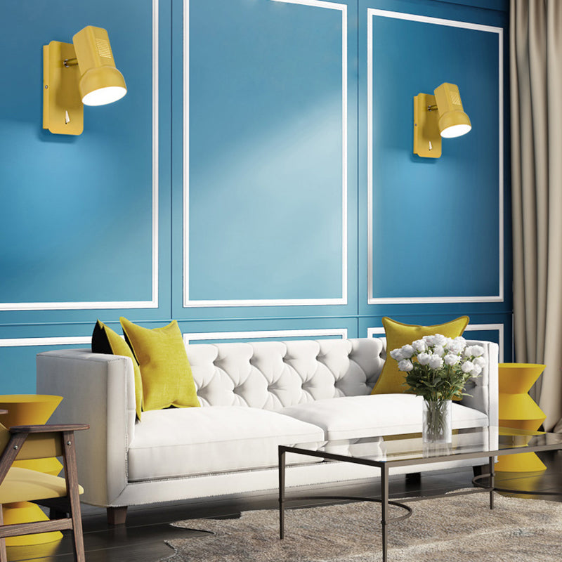 Rynx | Black/Yellow Barn Wall Light Equipment Adjustable Modernist Metal 1 Light Wall Lamp for Living Room, 4" B