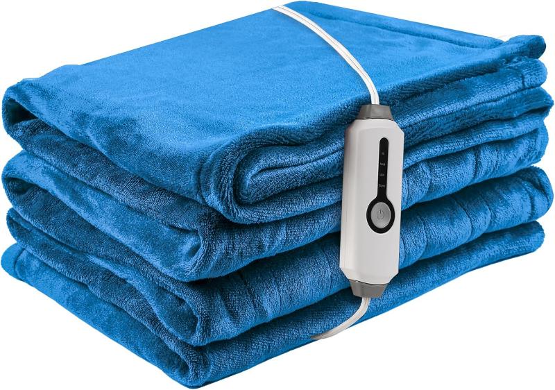 Rynx | Heated electric throw blanket, cozy flannel heating blanket with 4 heat settings