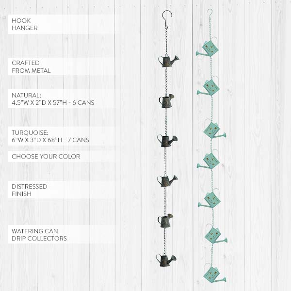Rynx | Antique watering can rain chain, choose your color