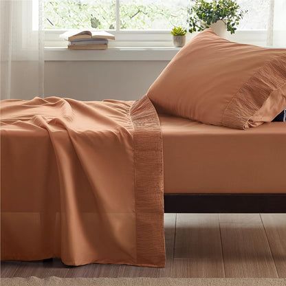 Rynx | 4 Piece Luxurious Microfiber Sheet Set – 14" Deep Pocket, Pinch Pleat Design, Shrink and Fade Resistant, Soft and Comfortable Bedding with Pillowcase, Flat and Fitted Sheets, All-Season Dorm Bedding