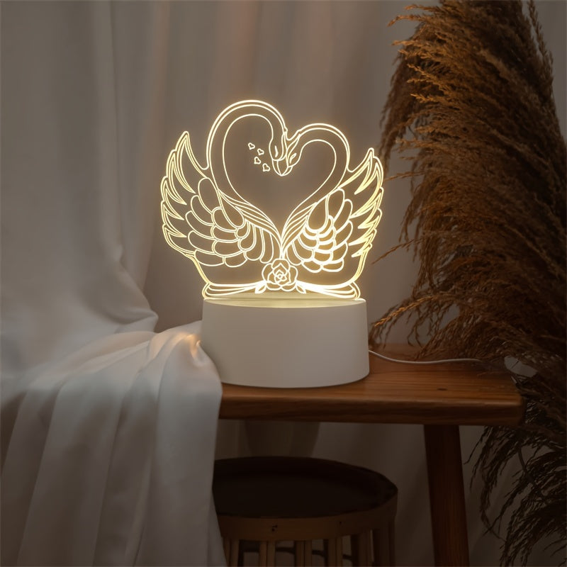 Rynx | Swan Light - USB Powered 3D LED Table Lamp with Acrylic Frame