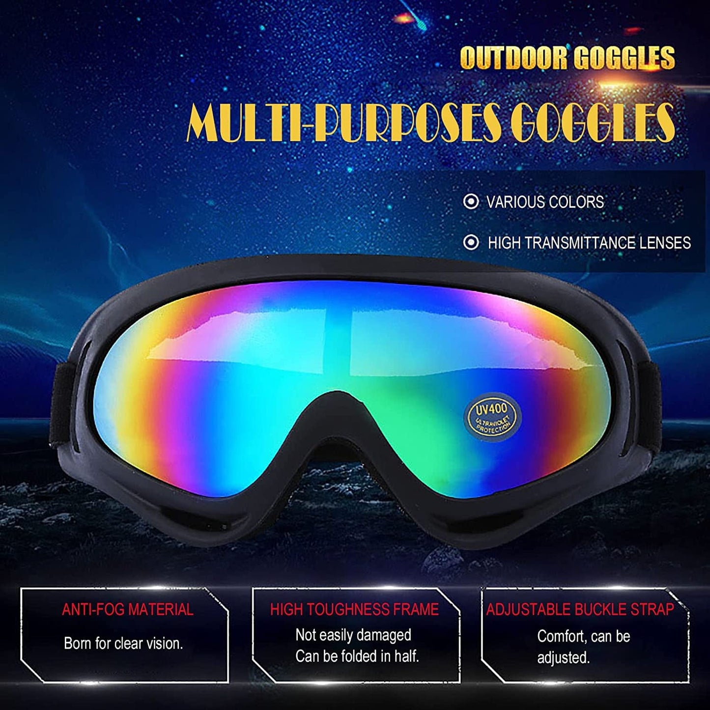 Rynx | 10 Packs Motorcycle Accessories, 5PCS Dirt Bike Ski Goggles Dustproof Windproof Safety Glasses and 5PCS Face Masks