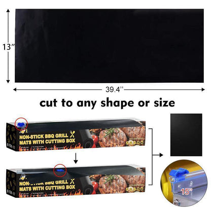 Rynx | New Cuttable Non-Stick Bbq Grill Mats With Cutting Box