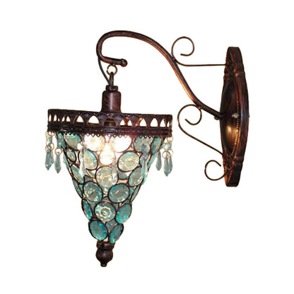 Rynx | Cone Metal Wall Lamp Sconces Art Deco 1 Head Living Room Wall Light in Orange/Blue/Purple with Glass Accent