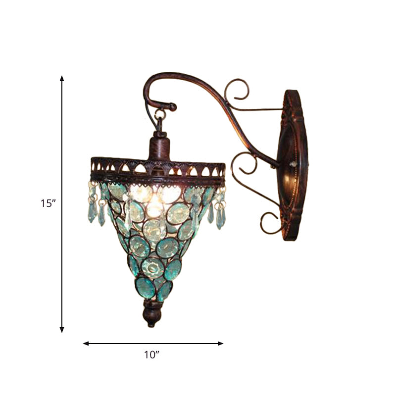 Rynx | Cone Metal Wall Lamp Sconces Art Deco 1 Head Living Room Wall Light in Orange/Blue/Purple with Glass Accent
