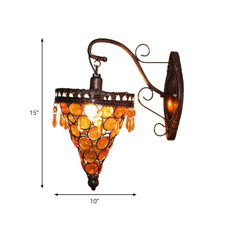 Rynx | Cone Metal Wall Lamp Sconces Art Deco 1 Head Living Room Wall Light in Orange/Blue/Purple with Glass Accent
