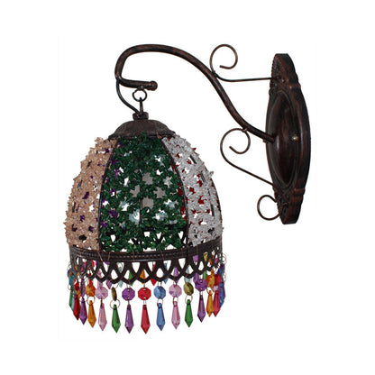 Rynx | Green Dome Wall Lamp Decorative Metal 1 Head Living Room Wall Lamp Lighting Fixture with Glass Drapery