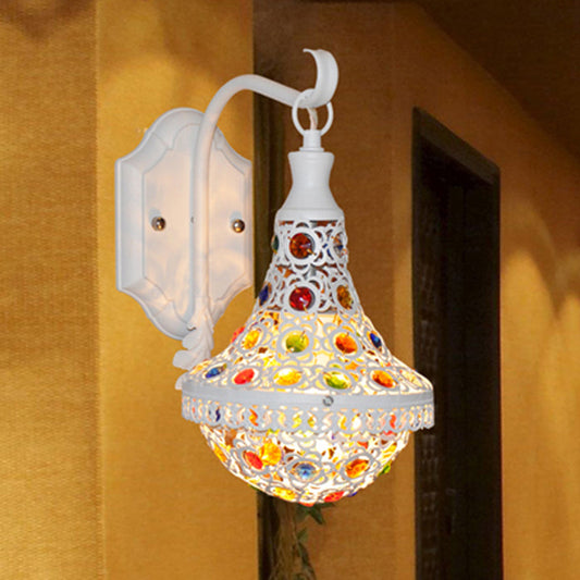 Rynx | 1 Head Wall Light Bohemian Drop Metal Wall Lighting in White for Hallway