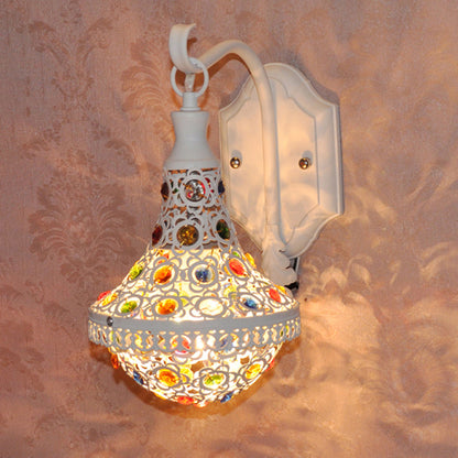 Rynx | 1 Head Wall Light Bohemian Drop Metal Wall Lighting in White for Hallway