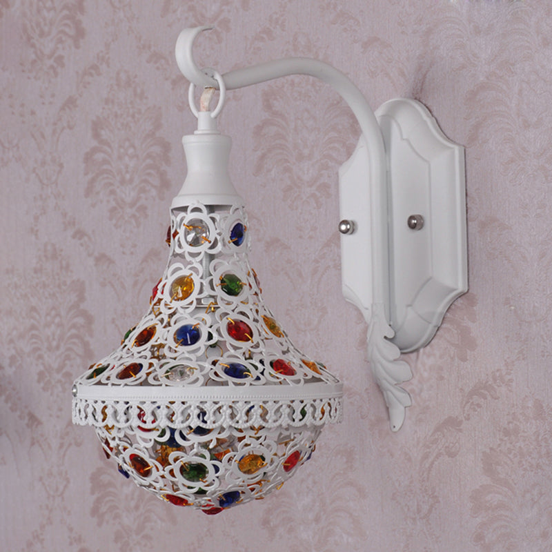 Rynx | 1 Head Wall Light Bohemian Drop Metal Wall Lighting in White for Hallway