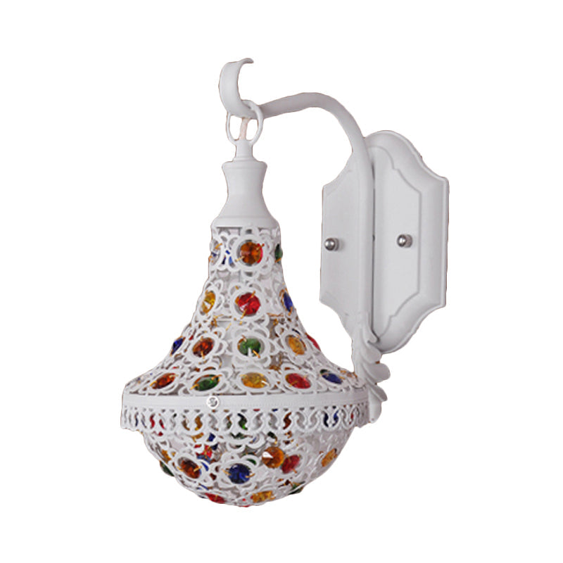 Rynx | 1 Head Wall Light Bohemian Drop Metal Wall Lighting in White for Hallway
