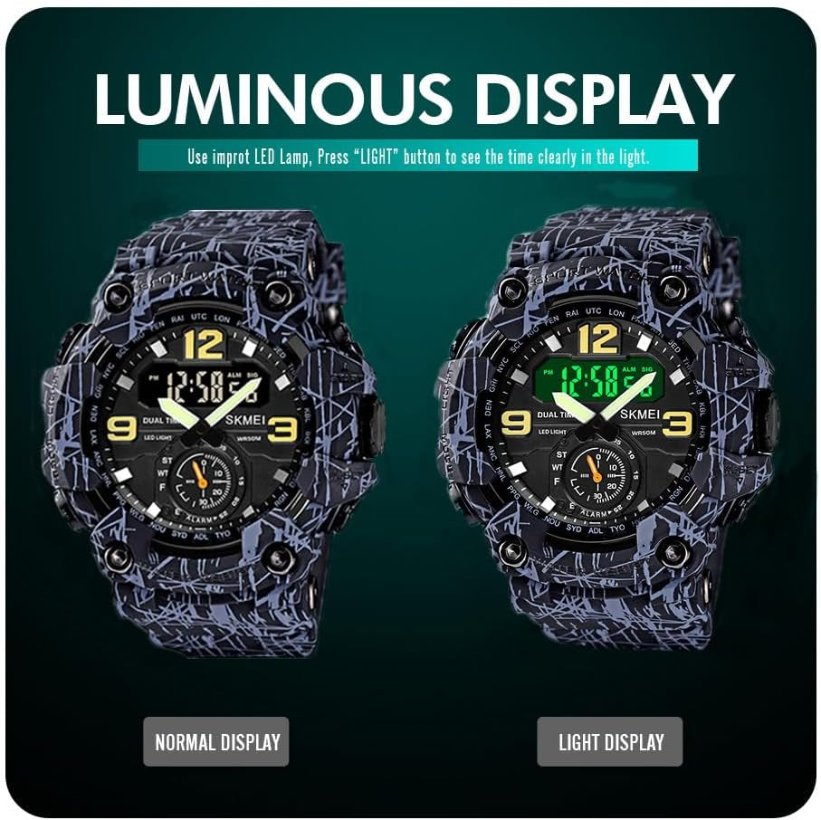 Rynx | Men's multifunctional large face sports watch, waterproof shockproof camouflage series