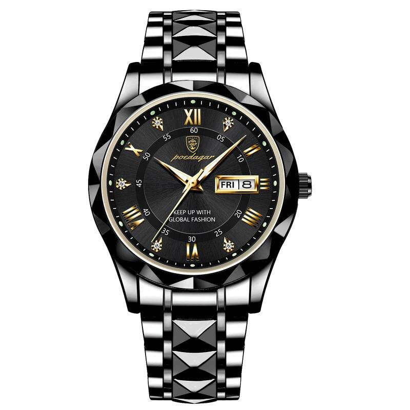 Rynx | Luxury Stainless Steel Quartz Men's Watch with Luminous Date Week Display