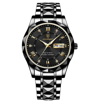 Rynx | Luxury Stainless Steel Quartz Men's Watch with Luminous Date Week Display