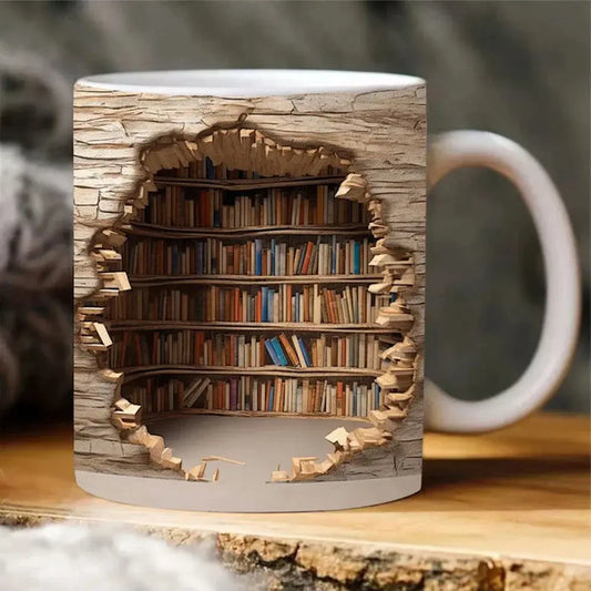 Rynx | 3D-Bookcase-Ceramic-Mug for Book Lovers