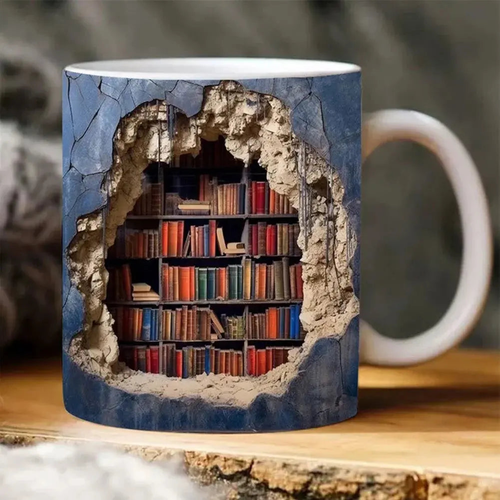 Rynx | 3D-Bookcase-Ceramic-Mug for Book Lovers