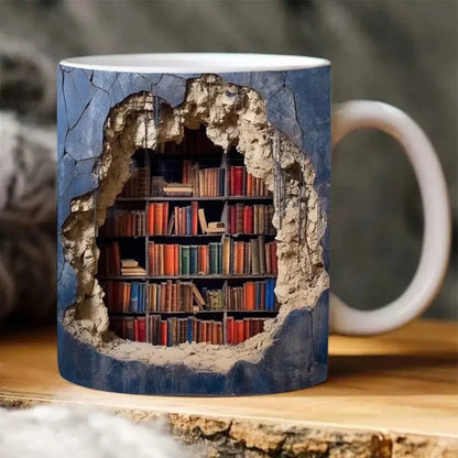 Rynx | 3D-Bookcase-Ceramic-Mug for Book Lovers