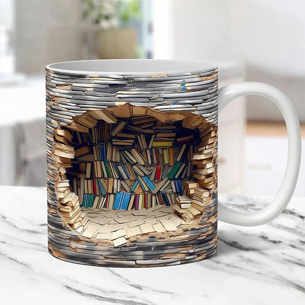 Rynx | 3D-Bookcase-Ceramic-Mug for Book Lovers