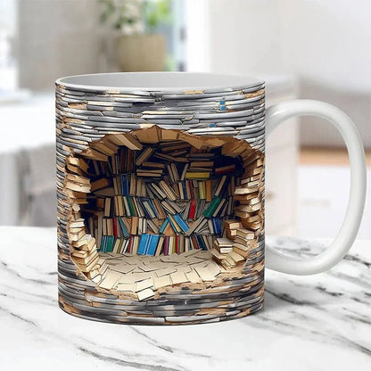 Rynx | 3D-Bookcase-Ceramic-Mug for Book Lovers