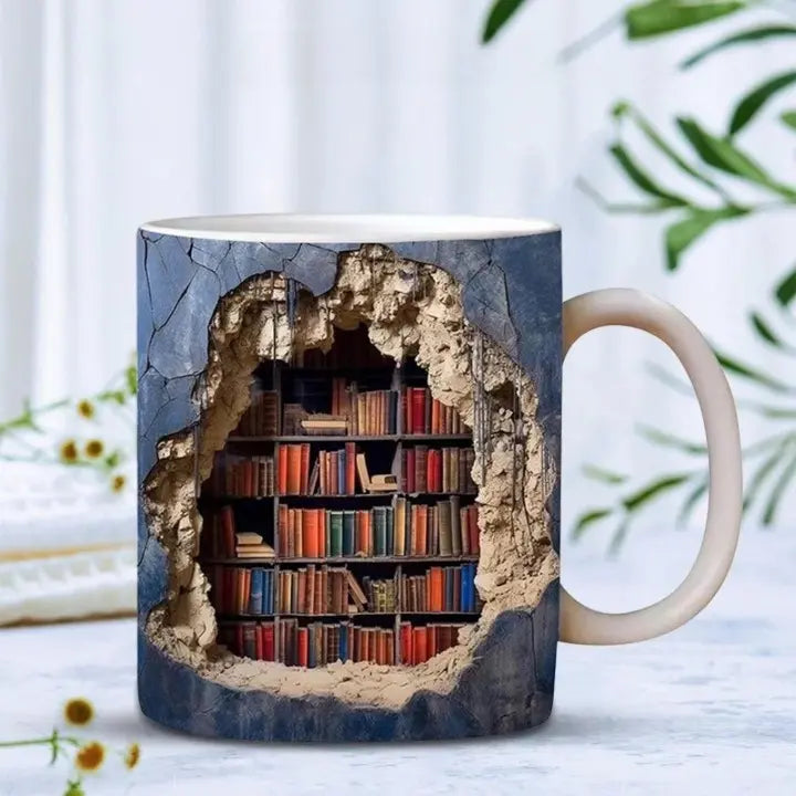 Rynx | 3D-Bookcase-Ceramic-Mug for Book Lovers