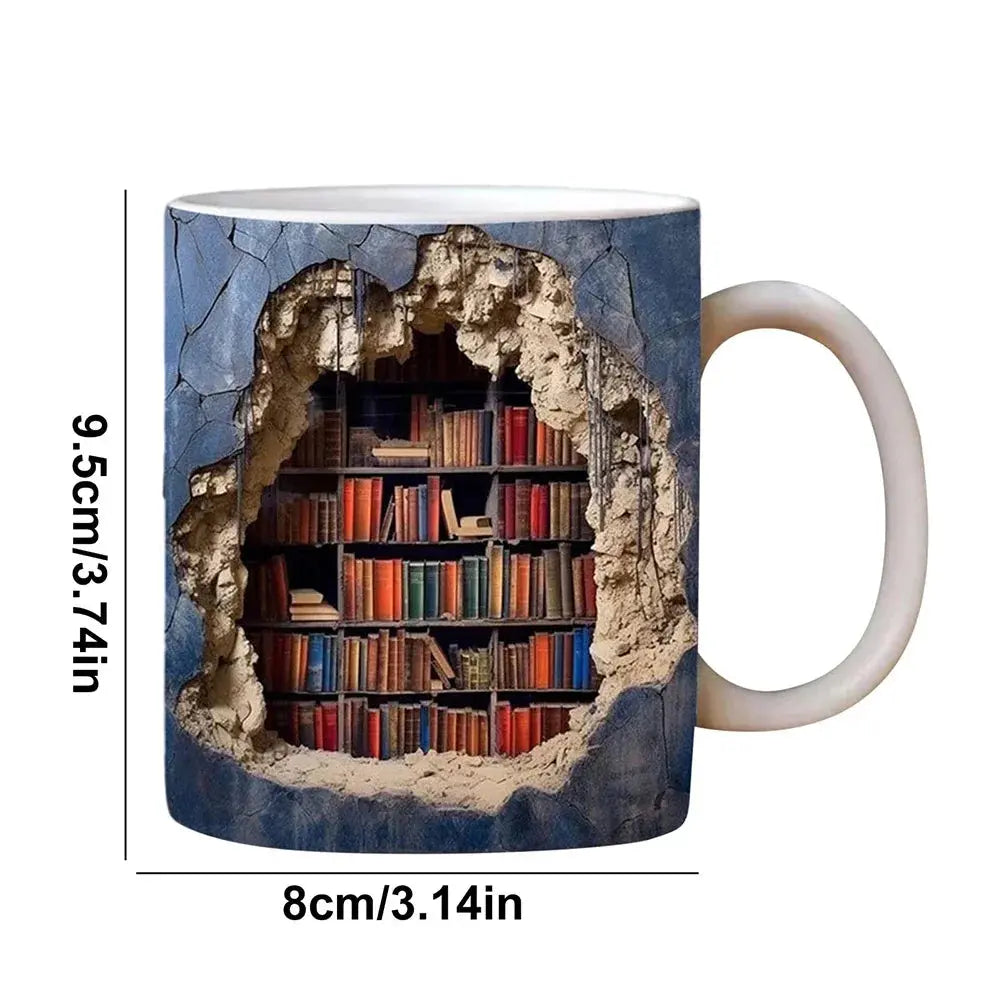 Rynx | 3D-Bookcase-Ceramic-Mug for Book Lovers