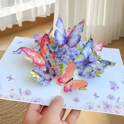 Rynx | 3D Pop-Up Greeting Card – Colorful Butterflies & Daisies with Envelope