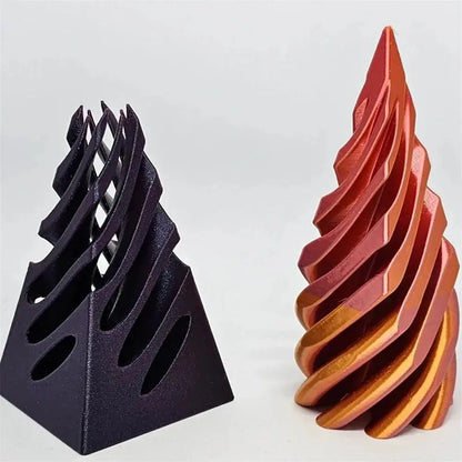 Rynx | 3D printed spiral cone pyramid toy – Unique visual magic desk sculpture
