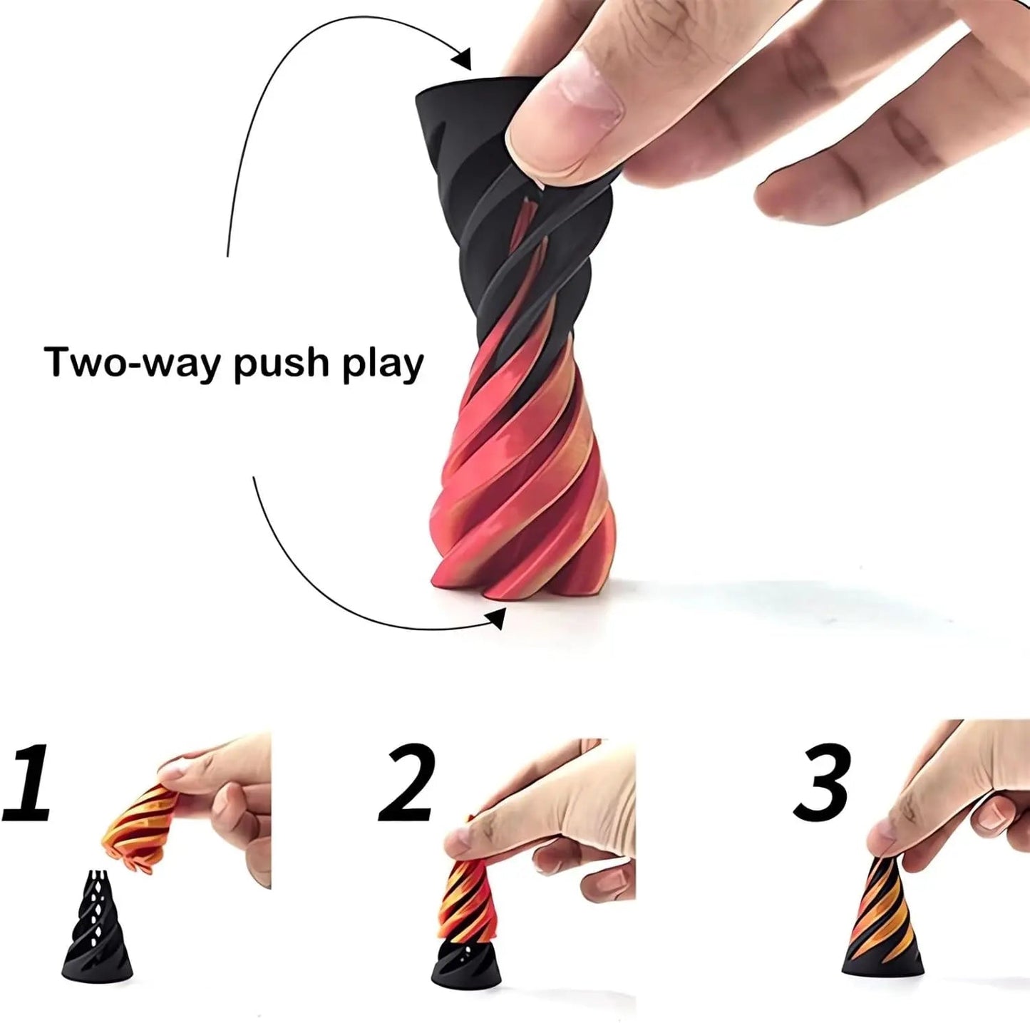 Rynx | 3D printed spiral cone pyramid toy – Unique visual magic desk sculpture