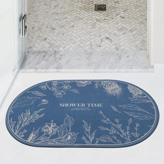 Rynx | Flower Garden Blue Diatomaceous Earth Bath Mat