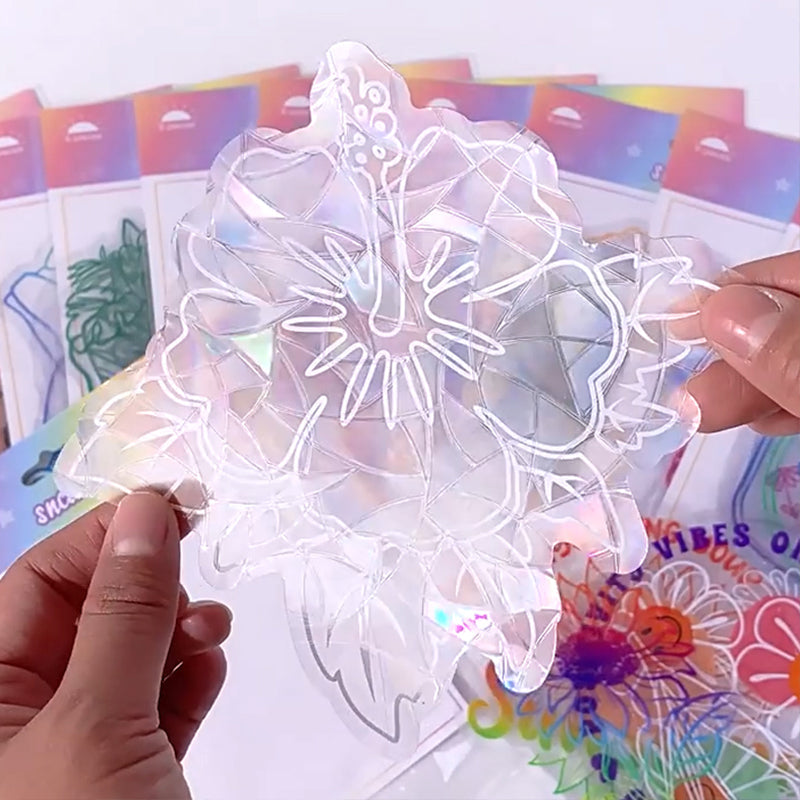 Rynx | PVC Colorful Adsorption Rainbow Glass Window Stickers, 6 pcs