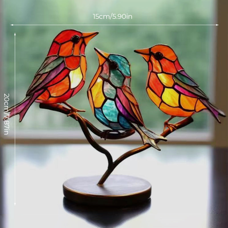 Rynx | VöGel On Branches Colored Acrylic Ornaments, Double-Sided Multicolored Style