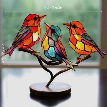 Rynx | VöGel On Branches Colored Acrylic Ornaments, Double-Sided Multicolored Style