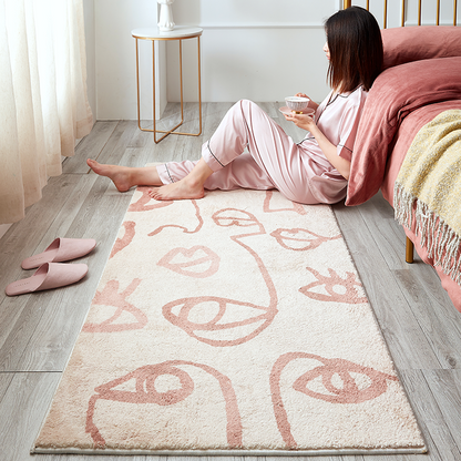 Rynx | abstract pink geometric and lines faces creative bedroom rug