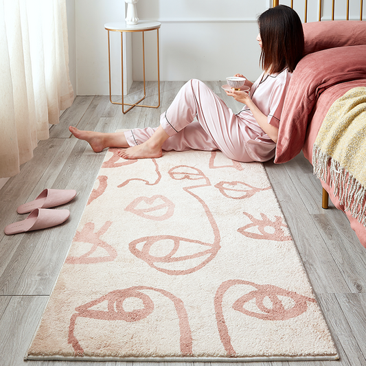 Rynx | abstract pink geometric and lines faces creative bedroom rug