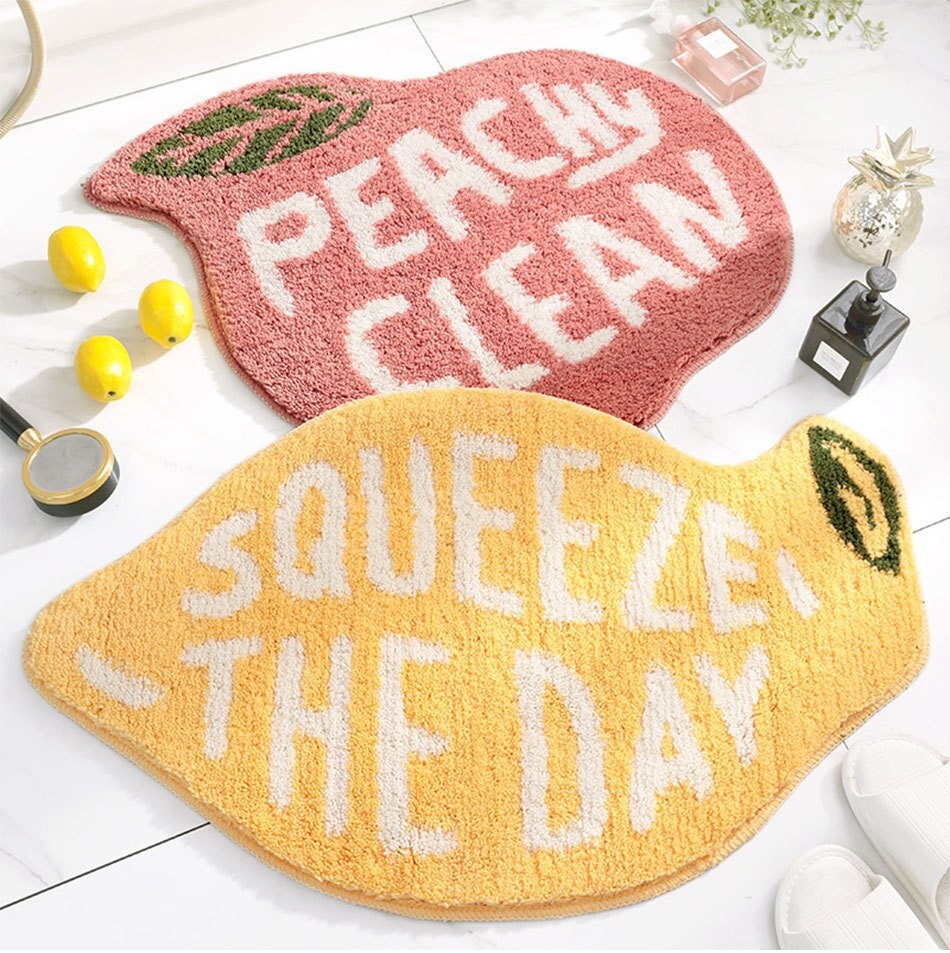 Rynx | Sweet Peach Lemon Bath Rug | Bathroom Rug | Doormat
