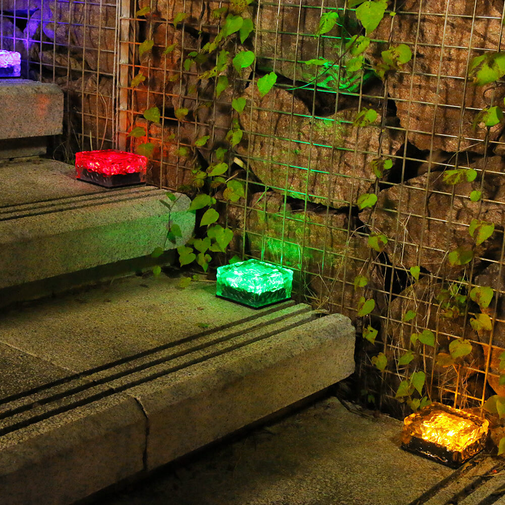 Rynx | IceGlow Solar LED Floor Recessed Light | Waterproof | Glass Effect | Garden Lighting in Various Colors