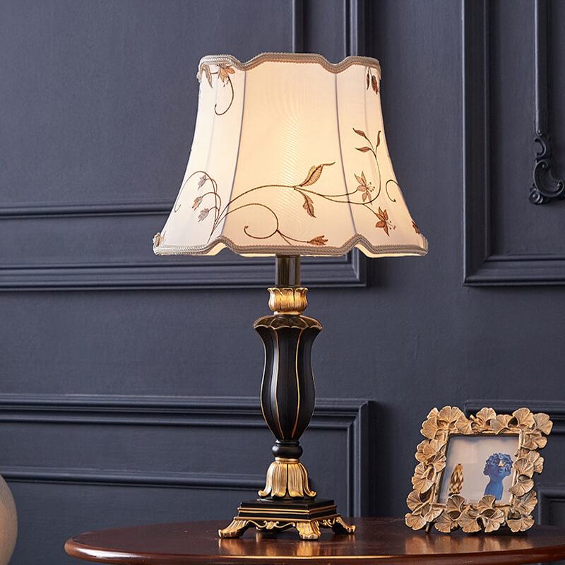 Rynx | Round Fabric Resin Base Classic 1-Light Table Lamp