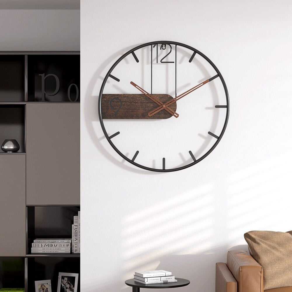 RYNX | Wall Clock In Stainless Steel And Walnut Wood